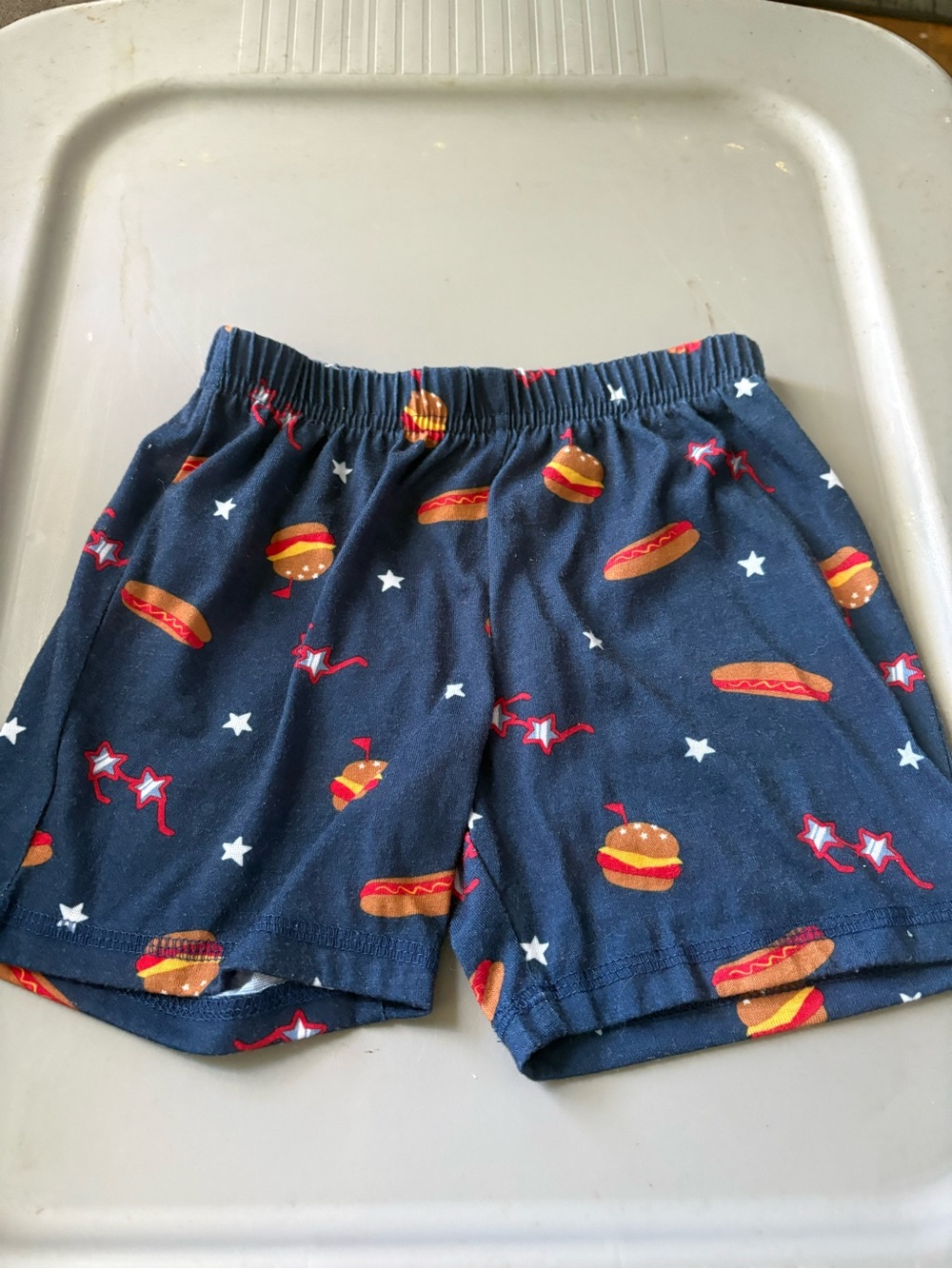 Kids Navy Star & Burger Print Shorts